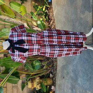 Unique Vintage extra large 14 red black plaid dress with bow